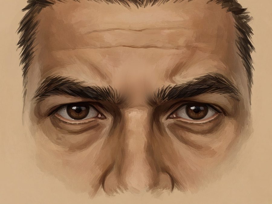 Illustration après, vers J15 : plis verticaux de la ride du lion adoucies, expression conservée, homme, 45 ans (même illustration retouchée)